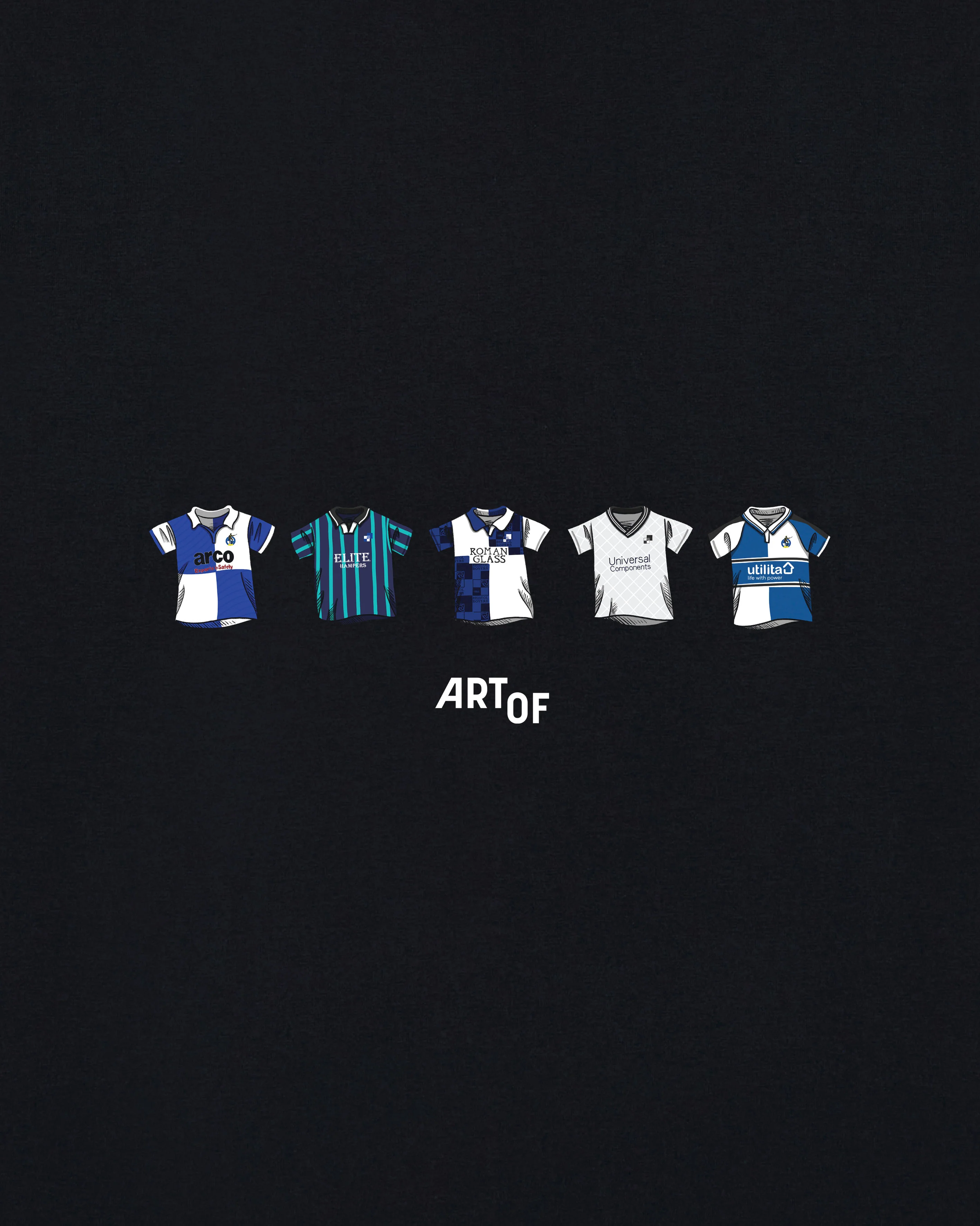 Bristol Rovers Printed Classics Black Tee - Image 2