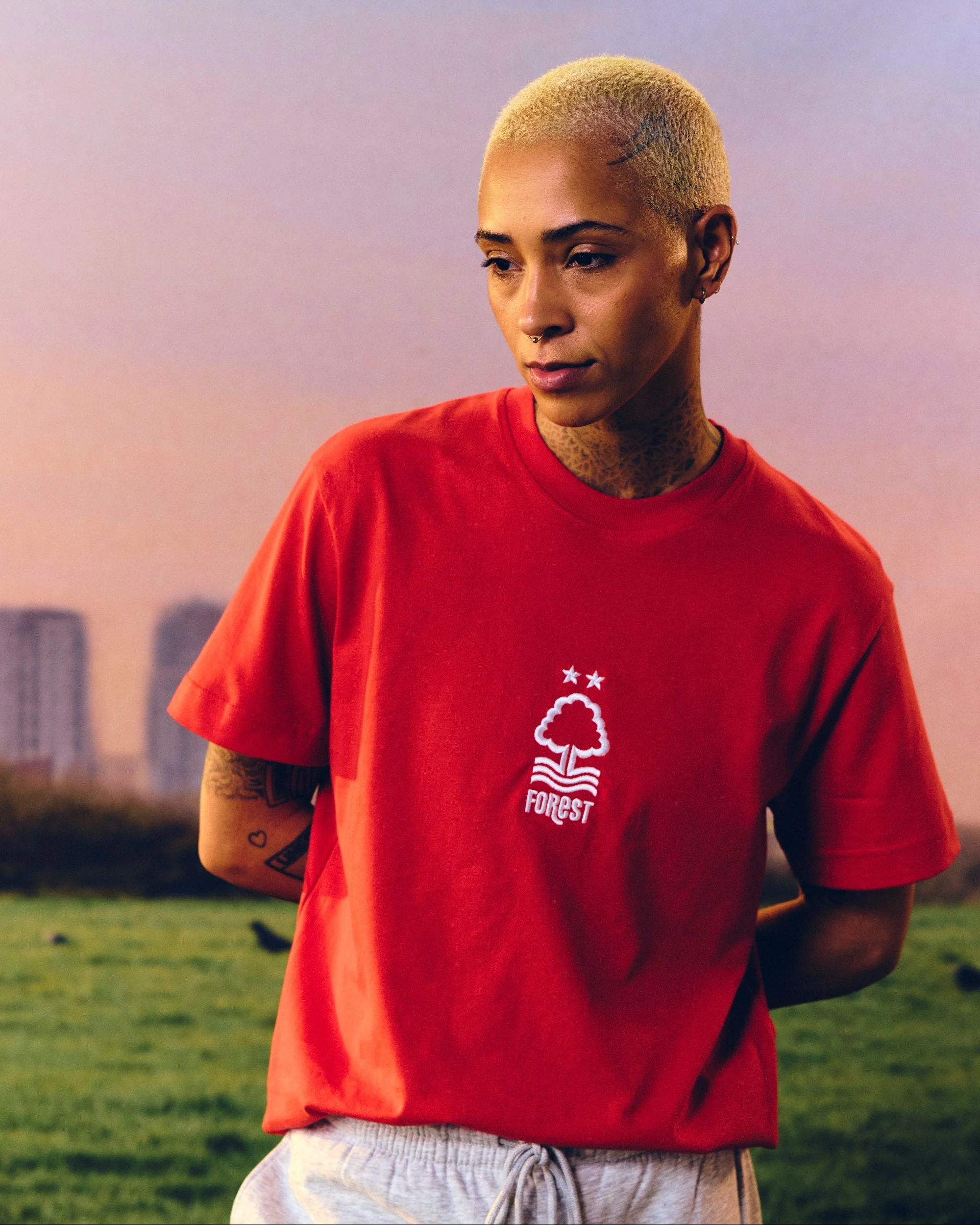 Forest Embroidered Red Tee - Image 2