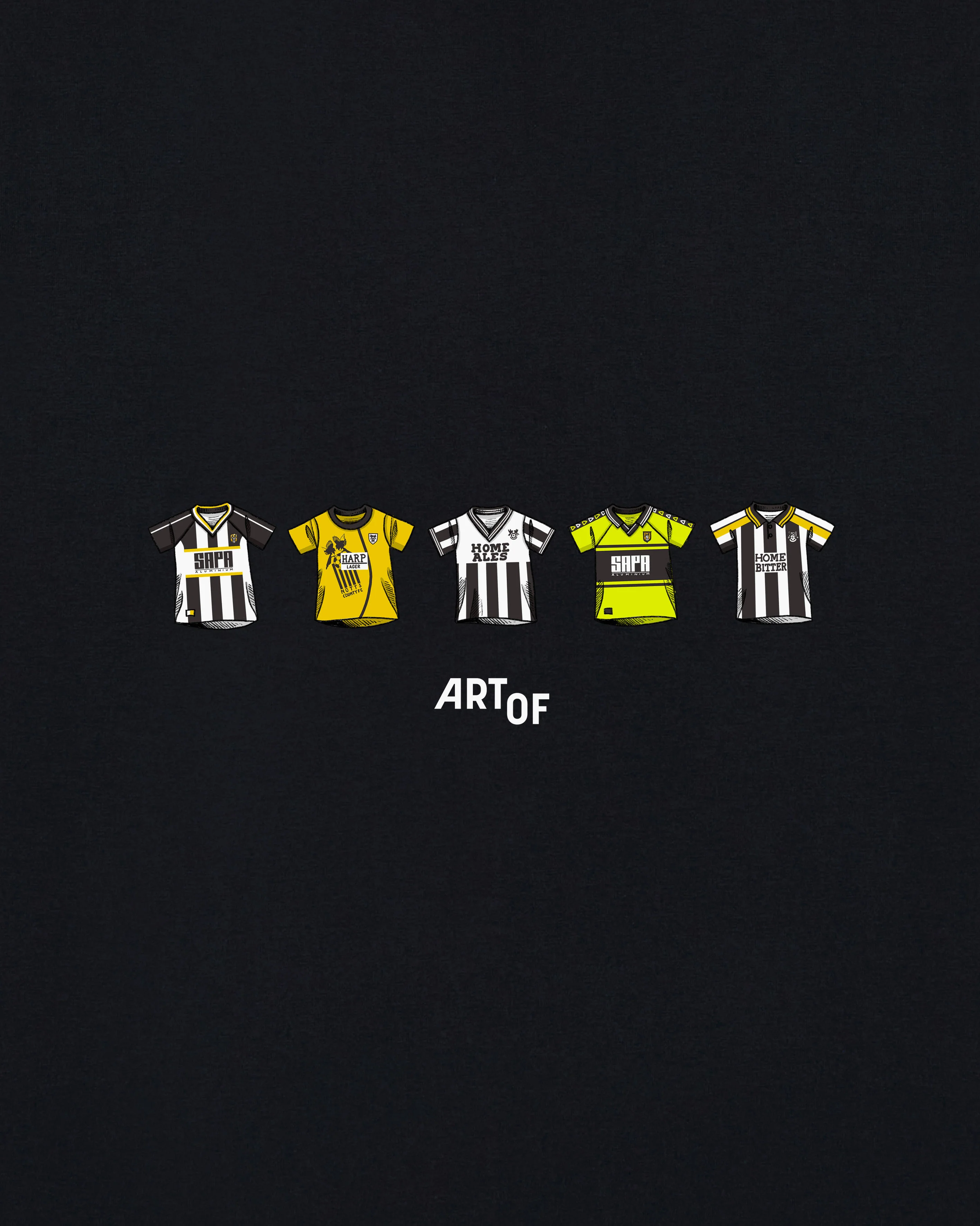 Notts County Printed Classics Black Tee - Image 2