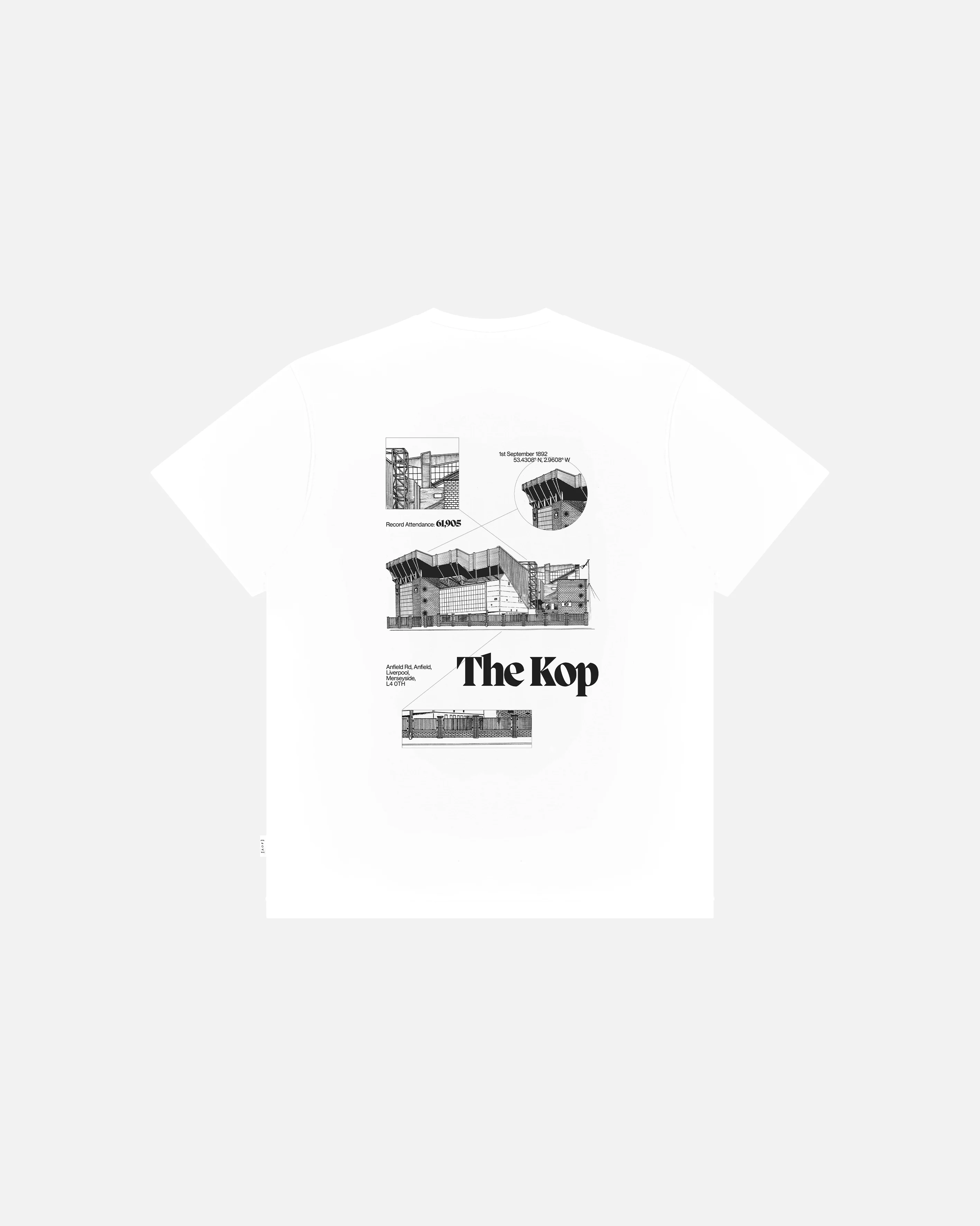LFC The Kop Blueprint White Tee