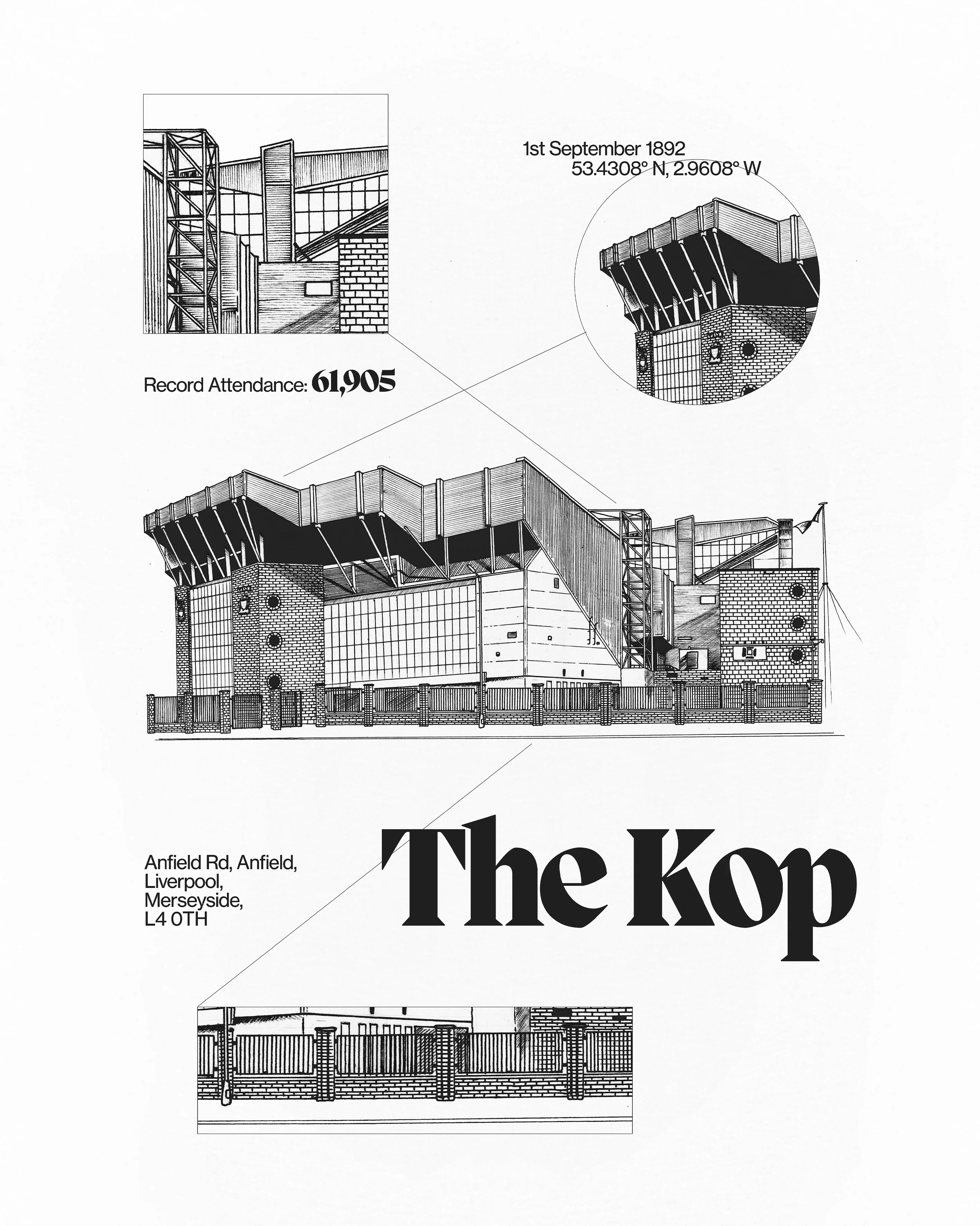 LFC The Kop Blueprint White Tee - Image 2